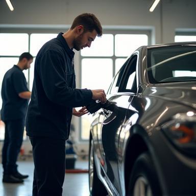 Sterling team working on car detailing in Birmingham studio